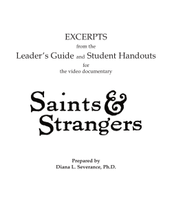 Saints and Strangers Excerpts from the Study Guide