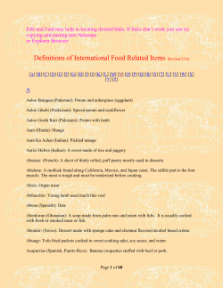 Definitions of International Food Related Items