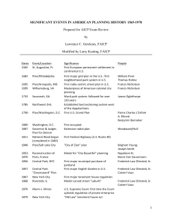 Significant Events in American Planning History