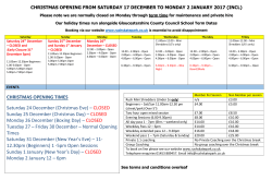 CHRISTMAS OPENING TIMES Saturday 24