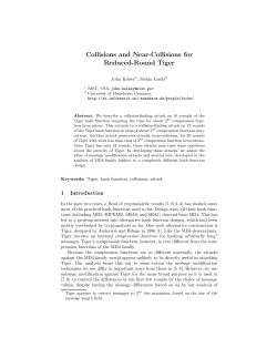 Collisions and Near-Collisions for Reduced