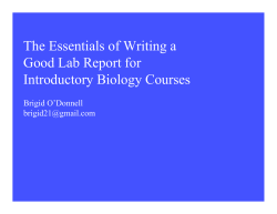 The Essentials of Writing a Good Lab Report for Introductory Biology