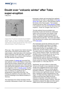 Doubt over `volcanic winter` after Toba super-eruption