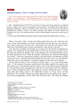 Olaudah Equiano, A Slave`s Voyage to the West Indies
