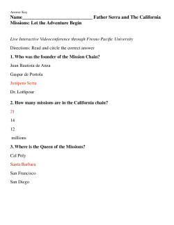 Mission Test Teacher Key - Father Serra and The California Missions