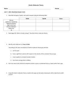 Kinetic Molecular Theory WS