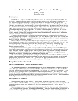 Lexical and Functional Prepositions in Acquisition