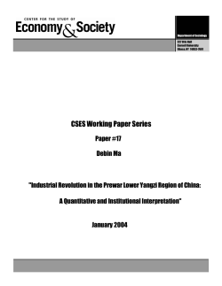 Industrial Revolution in the Prewar Lower Yangzi Region of China: A