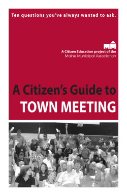 A Citizen`s Guide to Town Meeting