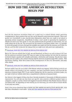 HOW DID THE AMERICAN REVOLUTION BEGIN PDF