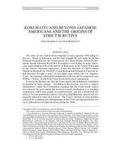 Korematsu and Beyond: Japanese Americans and the Origins of