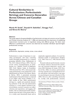 Cultural Similarities in Perfectionism