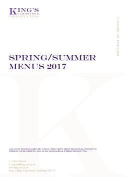 Private dining menus - King`s College, Cambridge
