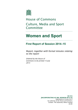 Women and Sport - Publications.parliament.uk