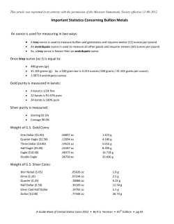 Important Statistics Concerning Bullion Metals