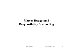 Master Budget and Responsibility Accounting