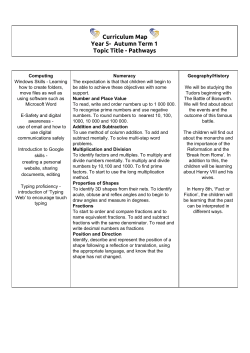 Curriculum Map Year 5- Autumn Term 1 Topic Title