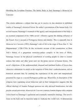 The Satiric Body in Saramago`s Memorial do Convento