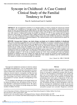 Syncope in Childhood: A Case Control Clinical Study of the Familial