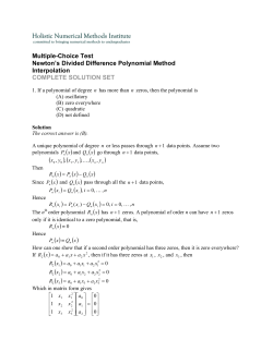 Multiple-Choice Test Newton`s Divided Difference Polynomial