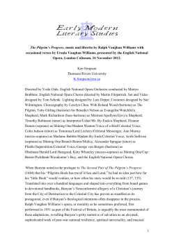 1 The Pilgrim`s Progress, music and libretto by Ralph Vaughan