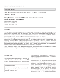 Original Article The Henderson-Hasselbalch Equation: A Three