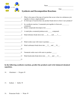 Synthesis and Decomposition Reactions