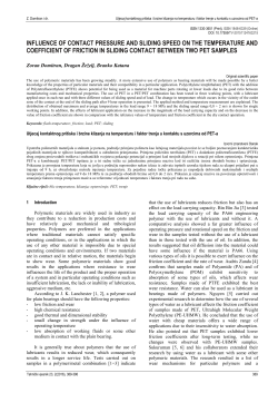 INFLUENCE OF CONTACT PRESSURE AND SLIDING SPEED ON