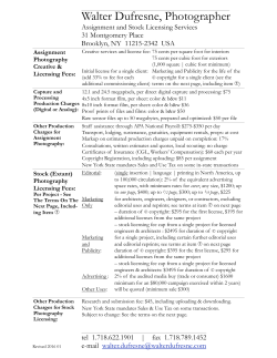 licensing + rates - Walter Dufresne, Photographer