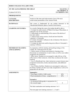 DEREE COLLEGE SYLLABUS FOR: : HY 3021 ALEXANDER III