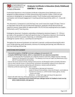 Graduate Certificate in Education (Early Childhood) ESM785 3