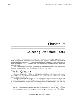Chapter 19 Selecting Statistical Tests