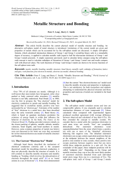 Metallic Structure and Bonding - Science and Education Publishing