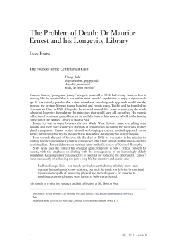 The Problem of Death: Dr Maurice Ernest and his