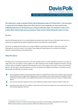 Modern Slavery and Human Trafficking Statement