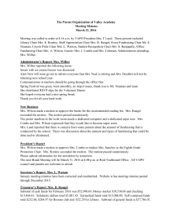 The Parent Organization of Valley Academy Meeting Minutes March