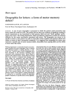 Dysgraphia for letters: a form of motor memory deficit?