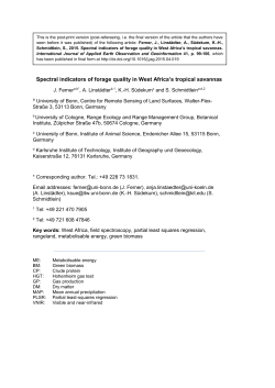 Spectral indicators of forage quality in West Africa`s tropical savannas