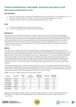 Harries Martin Canola establishment seed depth seed size and