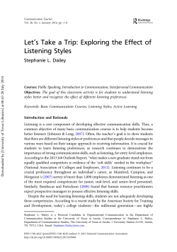 Let`s Take a Trip: Exploring the Effect of Listening Styles