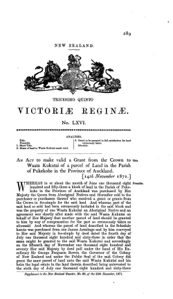 35 Victoriae 1871 No 66 Kukutai Grant Validation