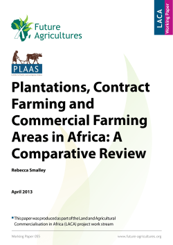Plantations, Contract Farming and Commercial Farming Areas in
