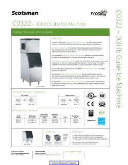 Scotsman Prodigy Modular Cube Ice Maker C0322 Spec Sheet