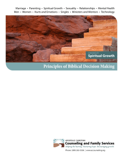 Principles of Biblical Decision Making