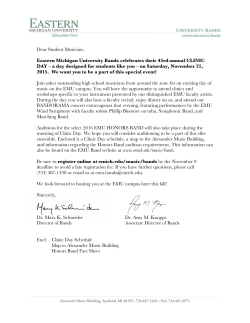 Dear Student Musician, Eastern Michigan University Bands