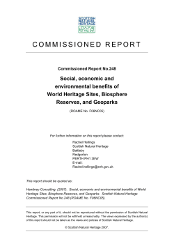 Social, economic and environmental benefits of World Heritage