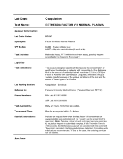Bethesda Factor VIII Normal Plasma