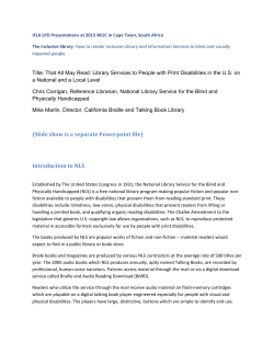 Library Services to People with Print Disabilities in the