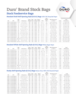 Stock Bag Specifications Sheet