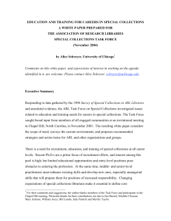 Education and Training for Careers in Special Collections